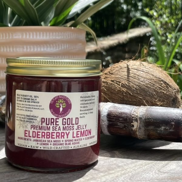 Pure Gold Premium Sea Moss Jelly Elderberry Lemon